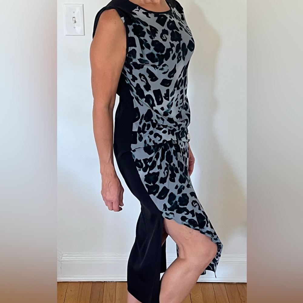 All Saints dress black and grey animal print. All silk.